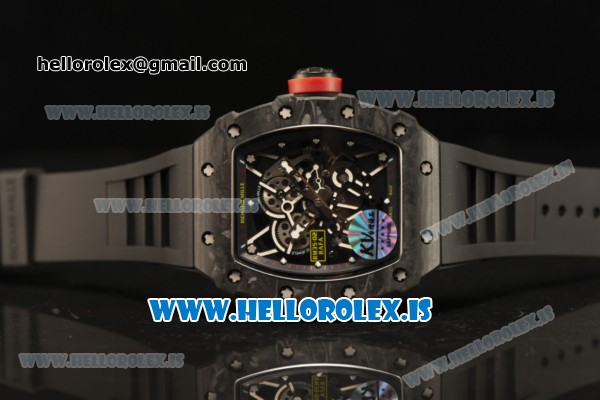 Richard Mille RM35-02 Carbon Fiber With Red Crown Miyota 9015 Movement 1:1 Clone Black Rubber - Click Image to Close